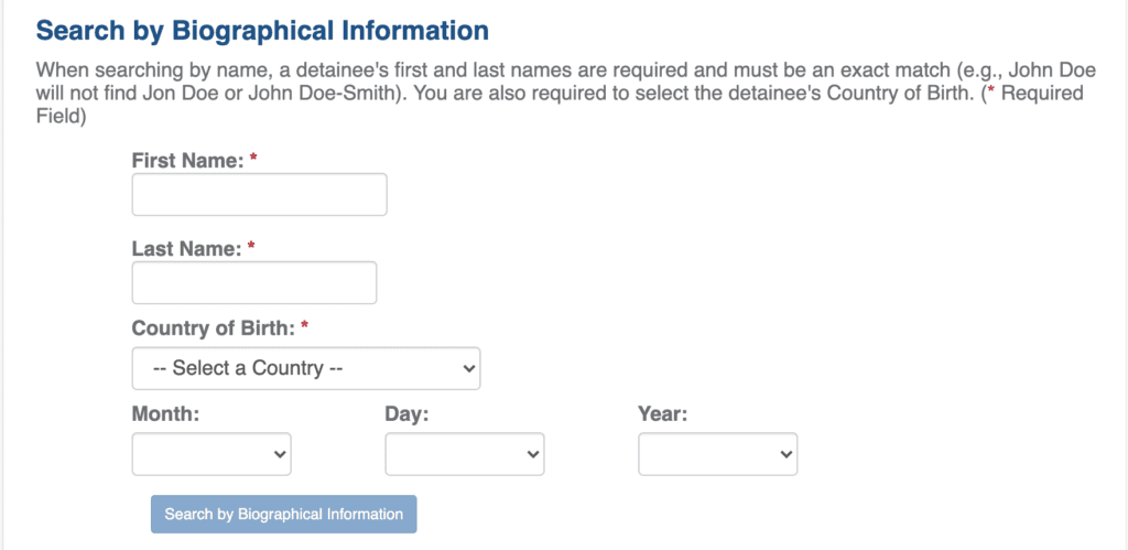 ice detainee locator bio info 2023