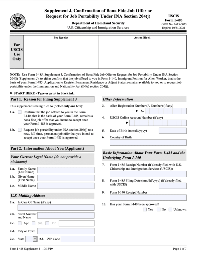 Form I-485J 2023