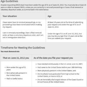 DACA application requirements